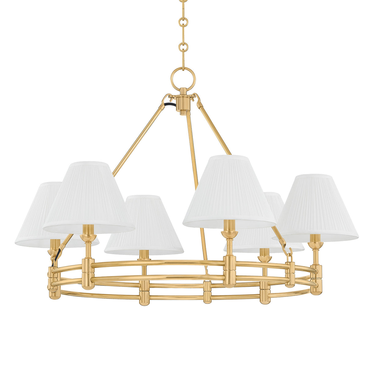 Rafferty 6 Light Chandelier 33", Aged Brass