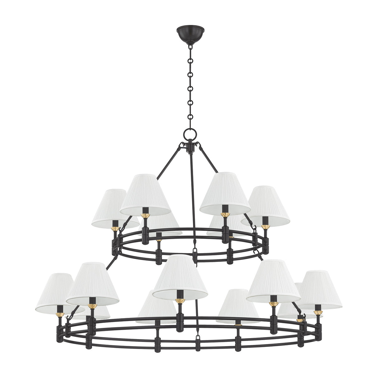 Rafferty Two-Tier Chandelier 50", Distressed Bronze with Aged Brass