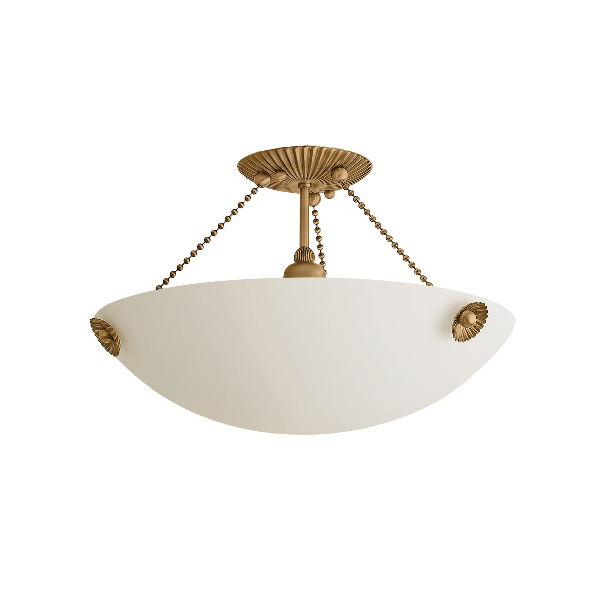 Azurae Semi-Flush 15", Patina Brass and Cloud Glass