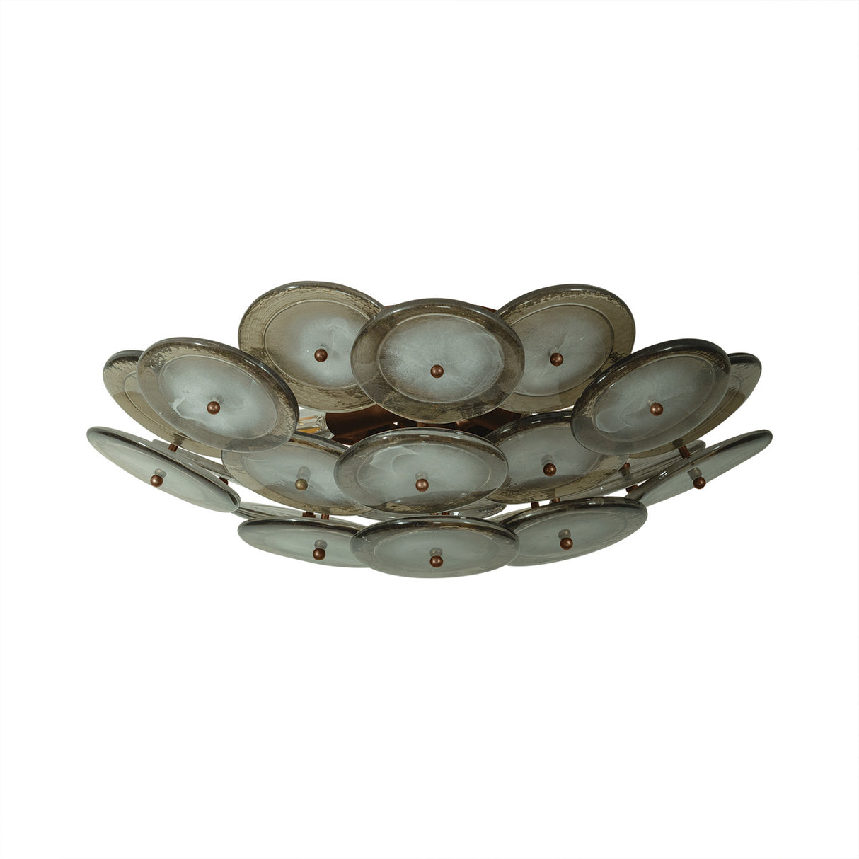 Perenna Semi-Flush 20", Patina Brass and Smoke Taupe Piastra Glass