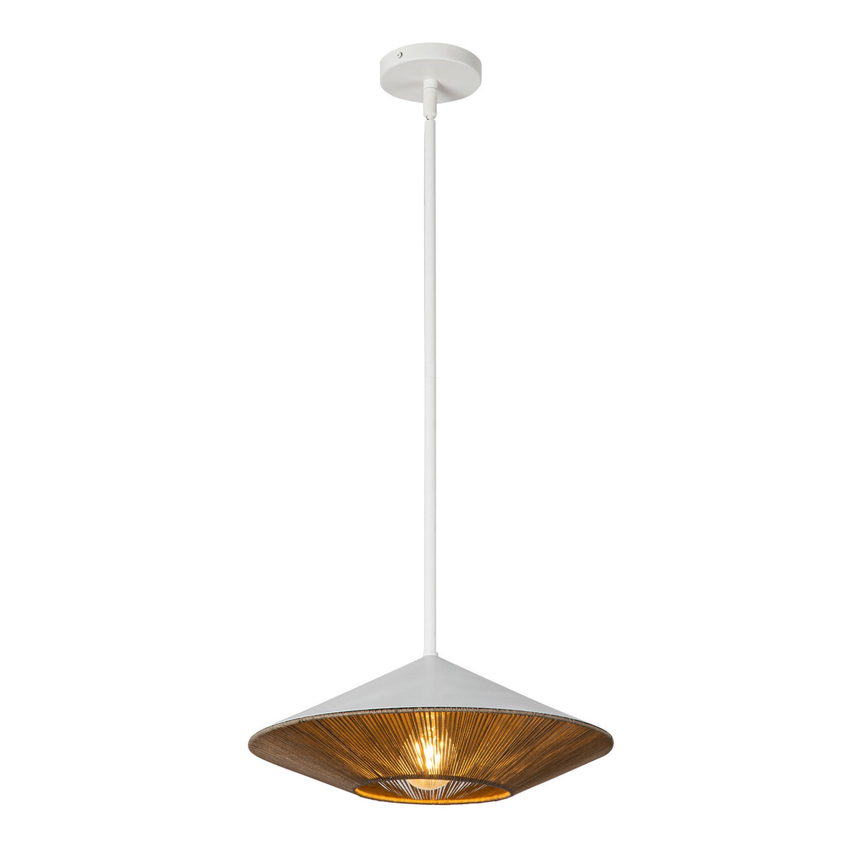Sunita Medium Pendant 15", Matte White and Rope