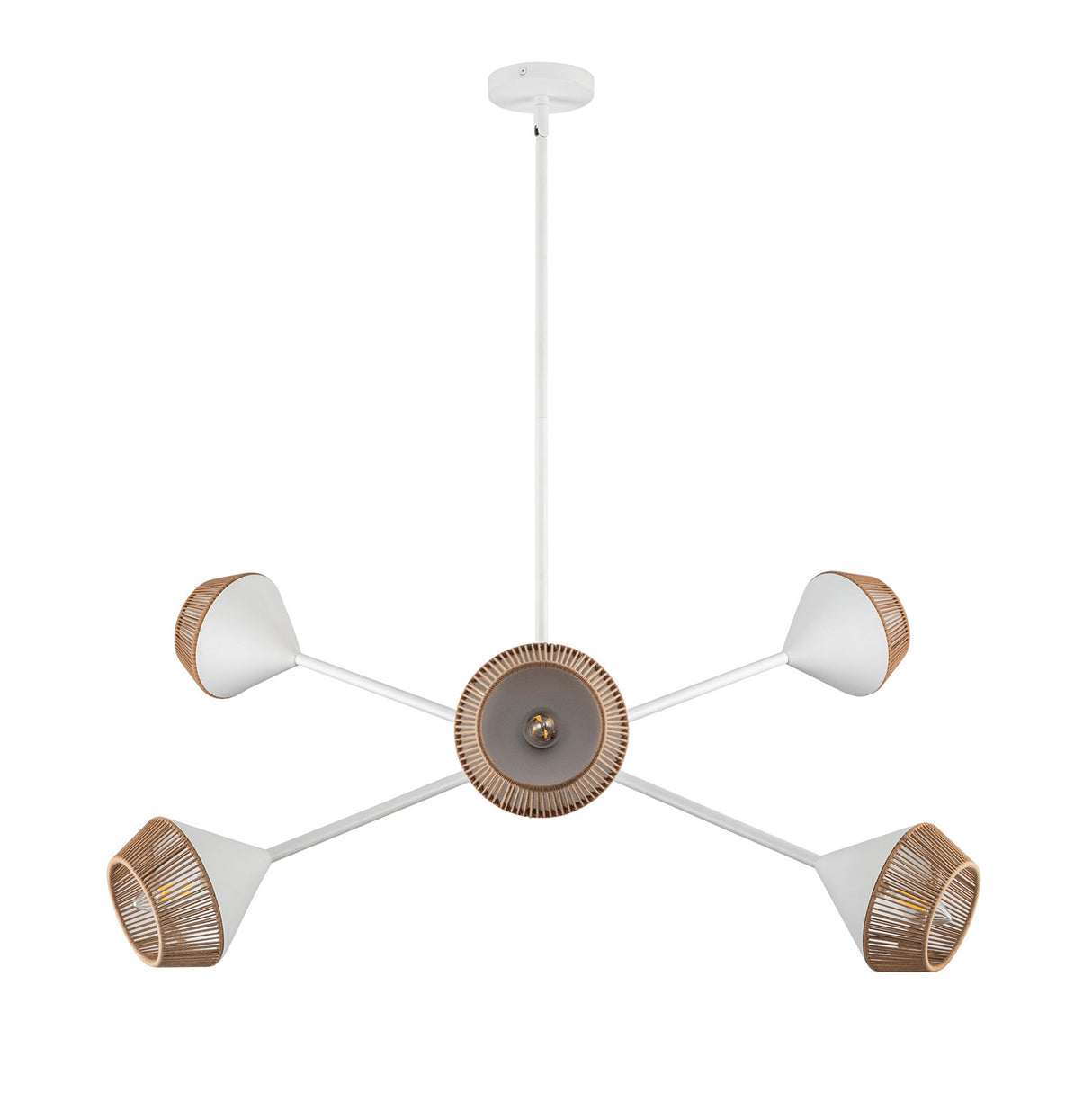 Sunita 6 Light Chandelier 38", Matte White and Rope