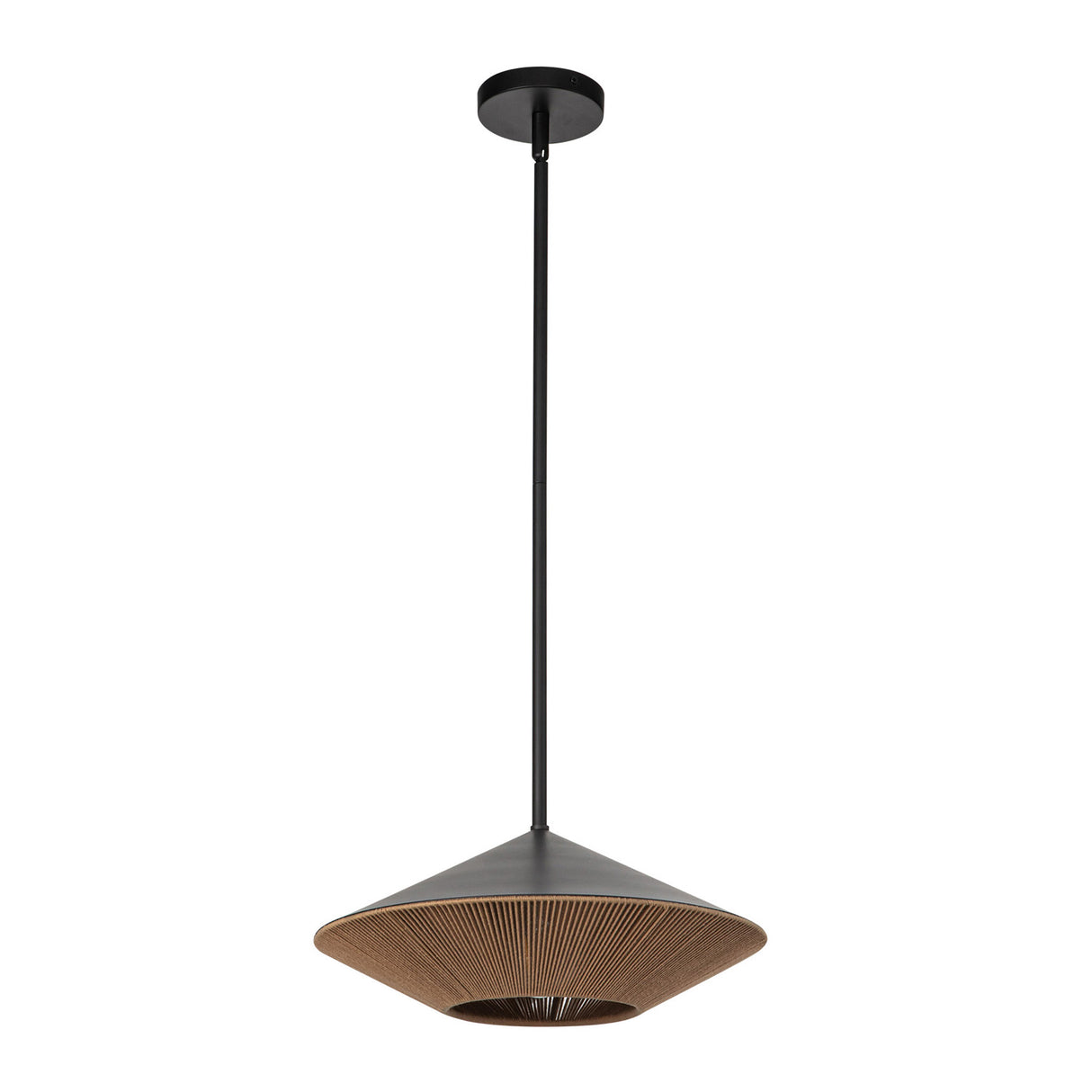 Sunita Medium Pendant 15", Matte Black and Rope