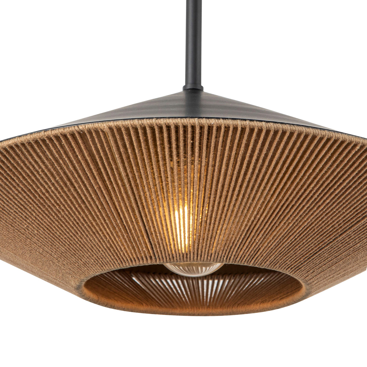 Sunita Medium Pendant 15", Matte Black and Rope