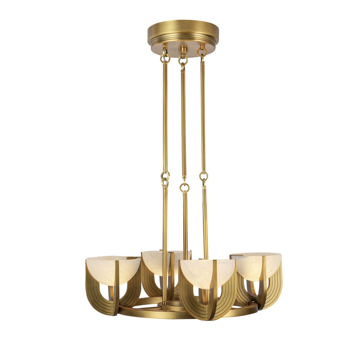 Armand LED Chandelier 23", Vintage Brass and Alabaster