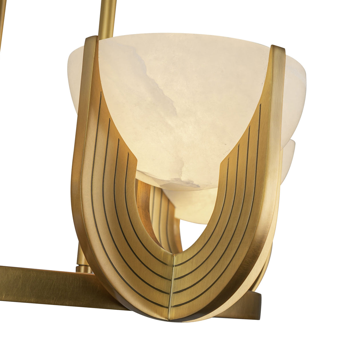 Armand LED Chandelier 28", Vintage Brass and Alabaster