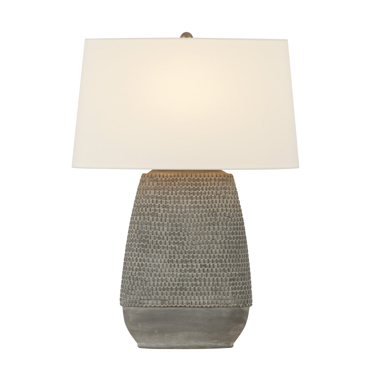 Kian Table Lamp 27", Textured Gray Ceramic and Patina Brass