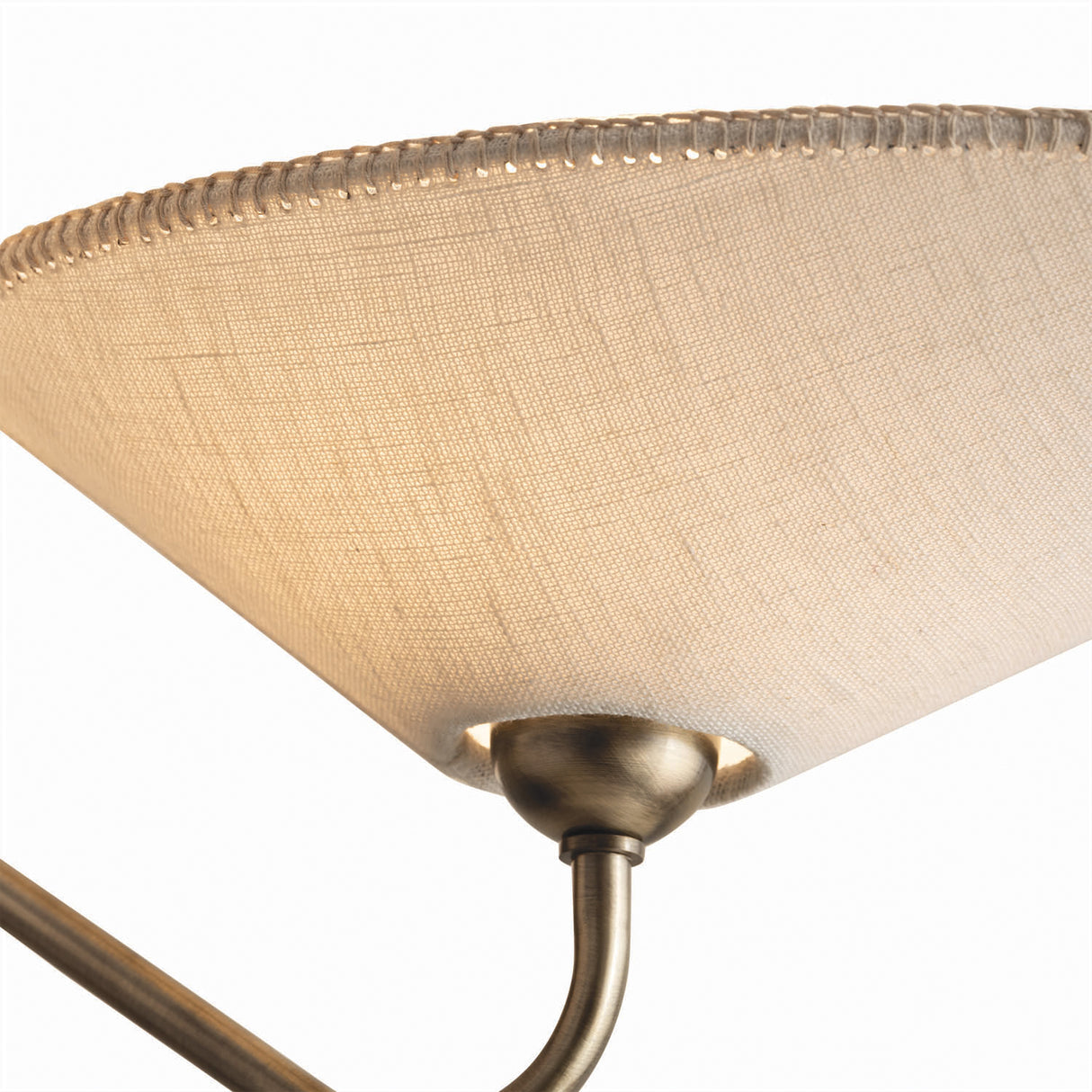 Zayla 3 Light Chandelier 34", Patina Brass and Textured Linen
