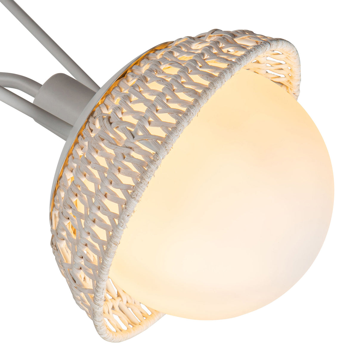 Santino 3 Light Chandelier 40", Matte White and White Rattan