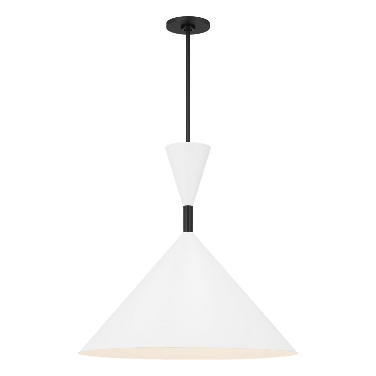 Errol Large LED Pendant 24", Matte Black and Matte White
