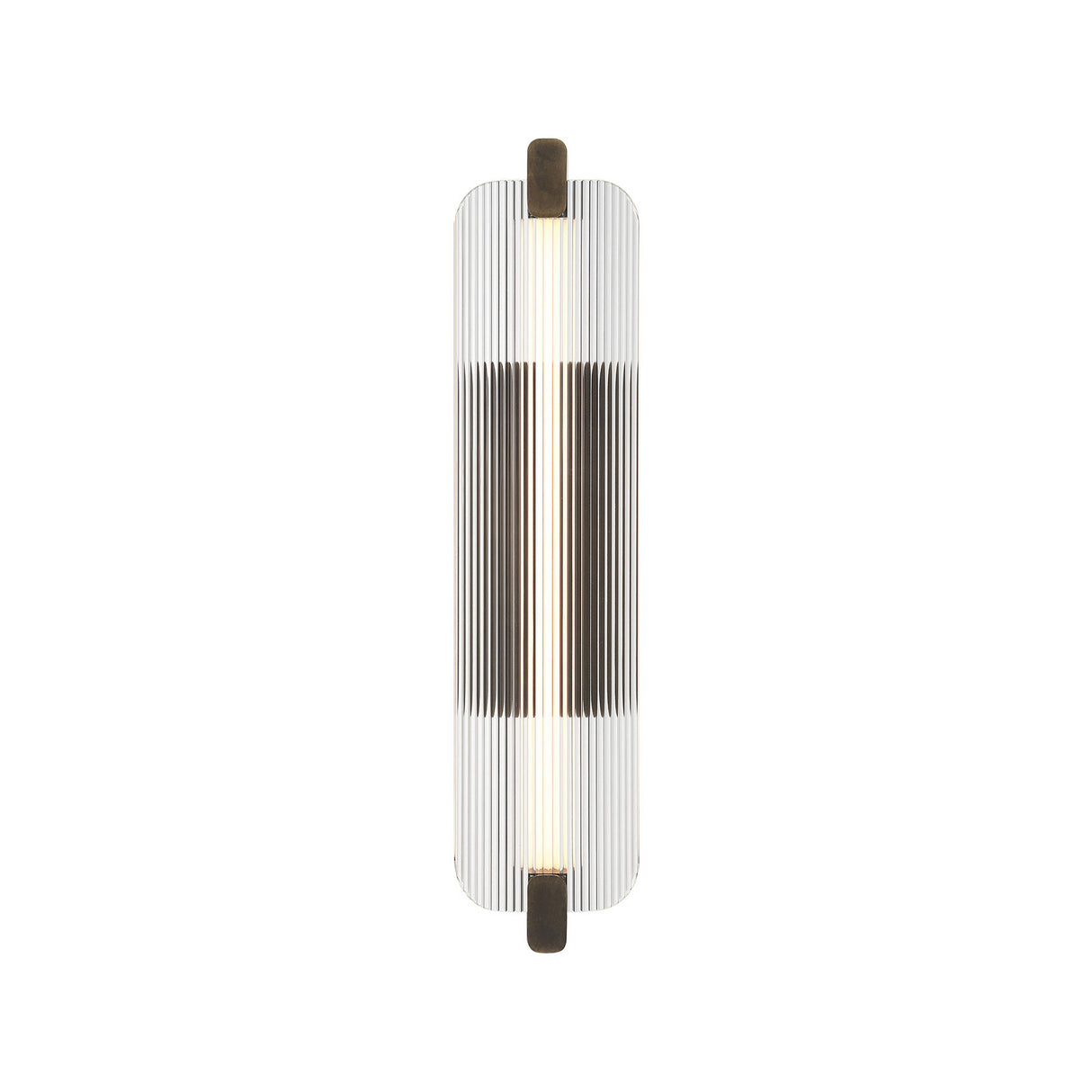 Halden LED Wall Sconce 25", Weathered Brass and Clear Glass