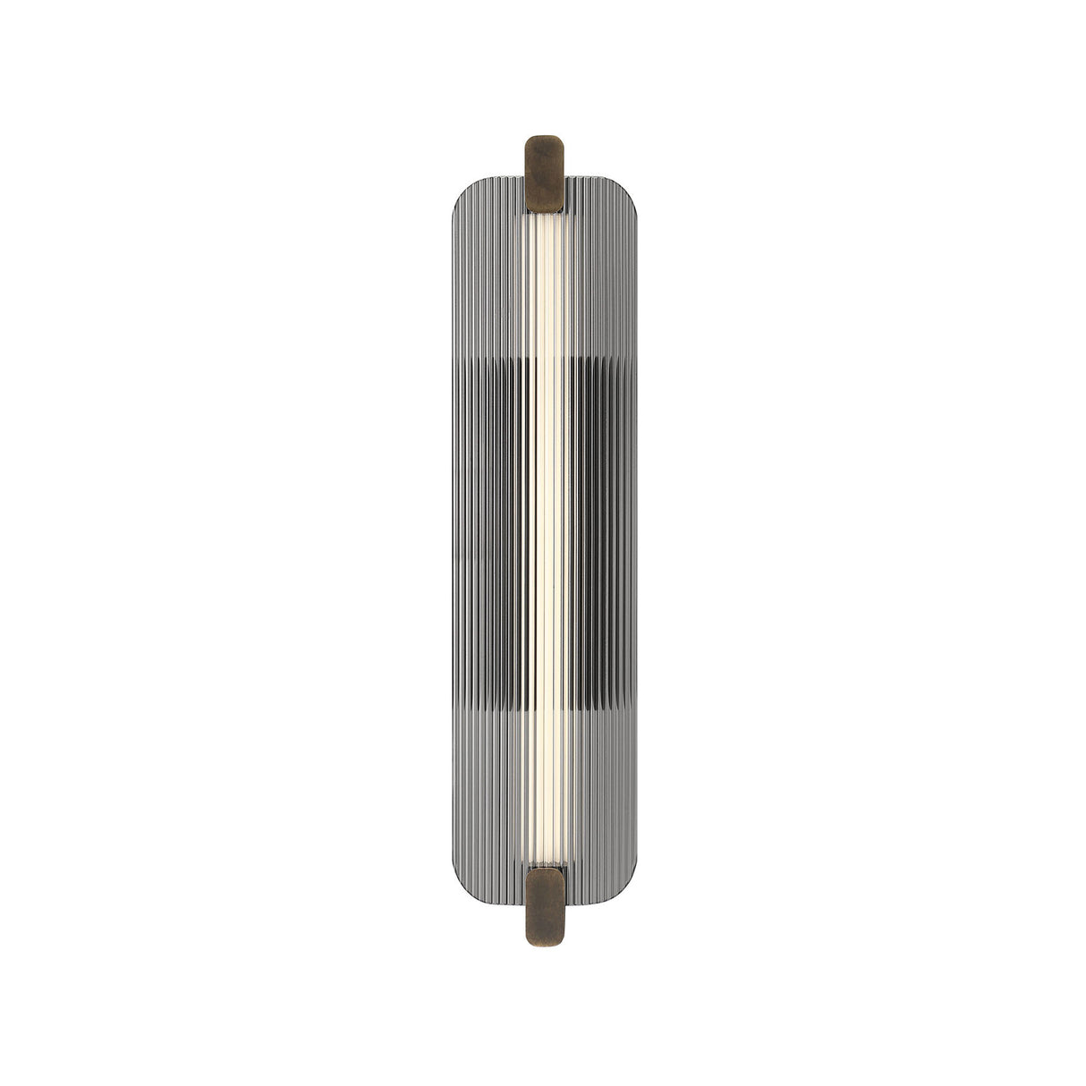 Halden LED Wall Sconce 25", Weathered Brass and Smoke Glass