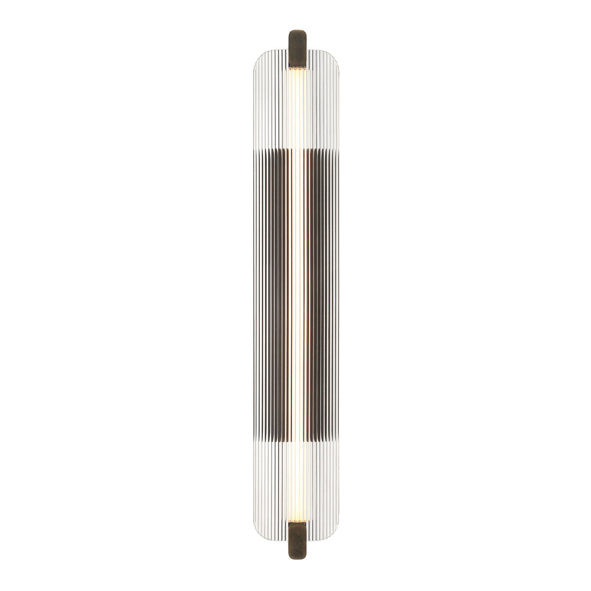 Halden LED Wall Sconce 34", Weathered Brass and Clear Glass