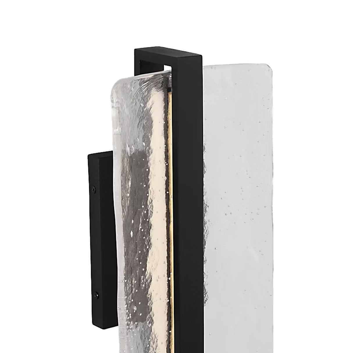 Kendrick LED Outdoor Wall Light, Small 15", Textured Black and Seeded Cast Glass