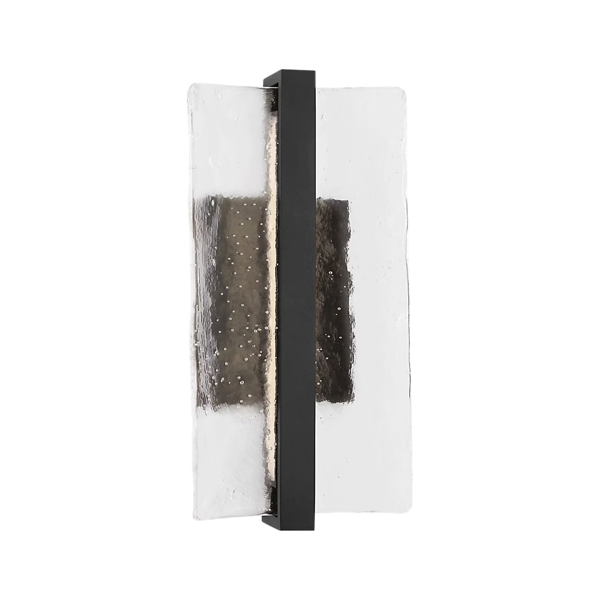Kendrick LED Outdoor Wall Light, Small 15", Textured Black and Seeded Cast Glass