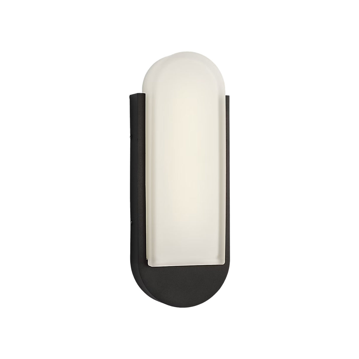 Locke Outdoor LED Wall Sconce, Small 14", Textured Black and Frosted Glass