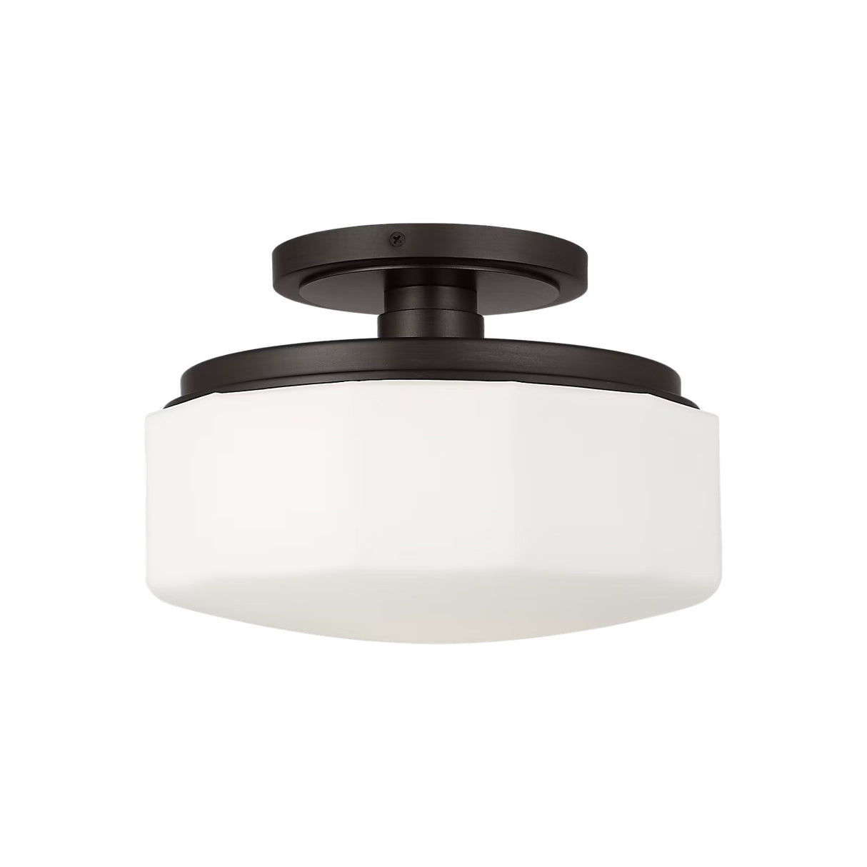 Lavinia Semi-Flush 11", Aged Iron and Opal Glass