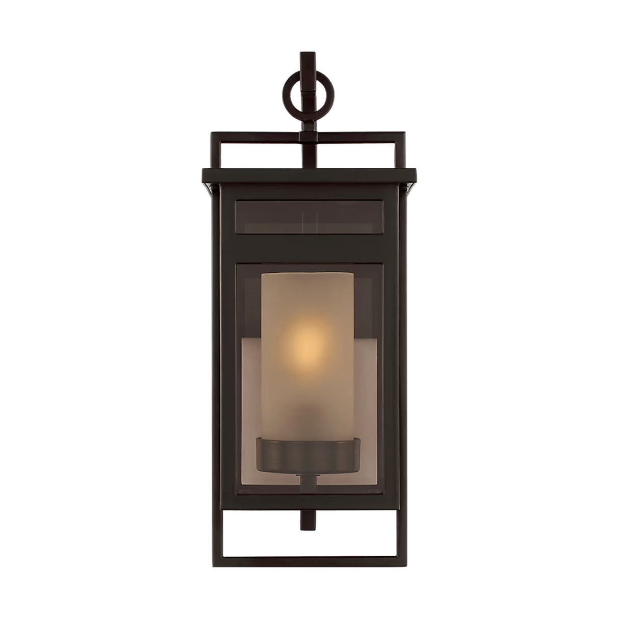 Lansing Outdoor Wall Light, Medium 19", Dark Bronze and Brown Smoke Glass