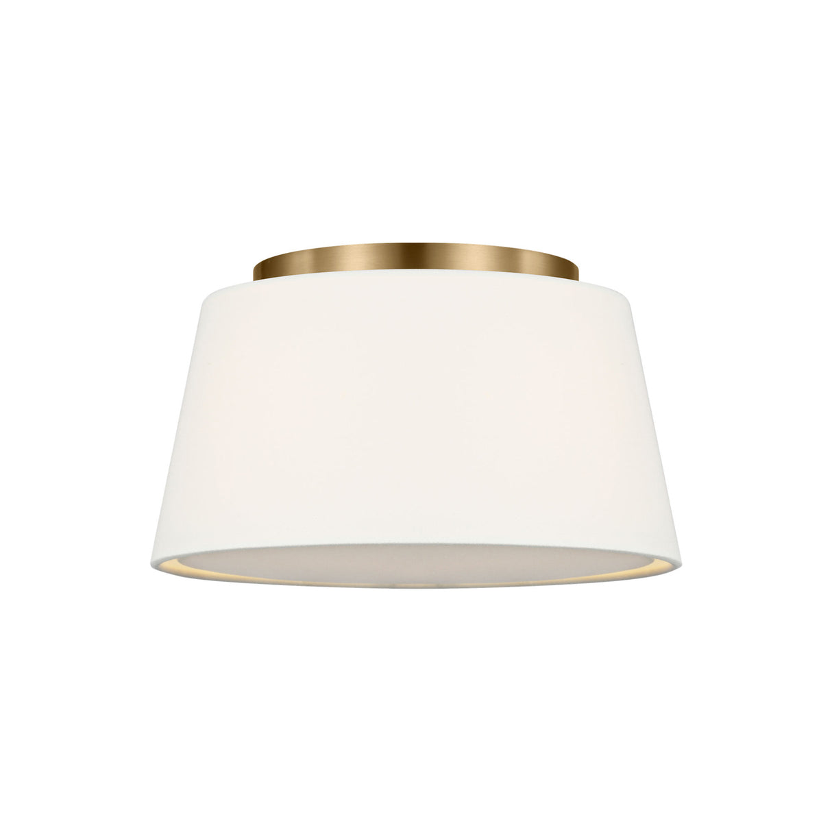 Barton Small Flush Mount 12", Aged Brass and White Linen