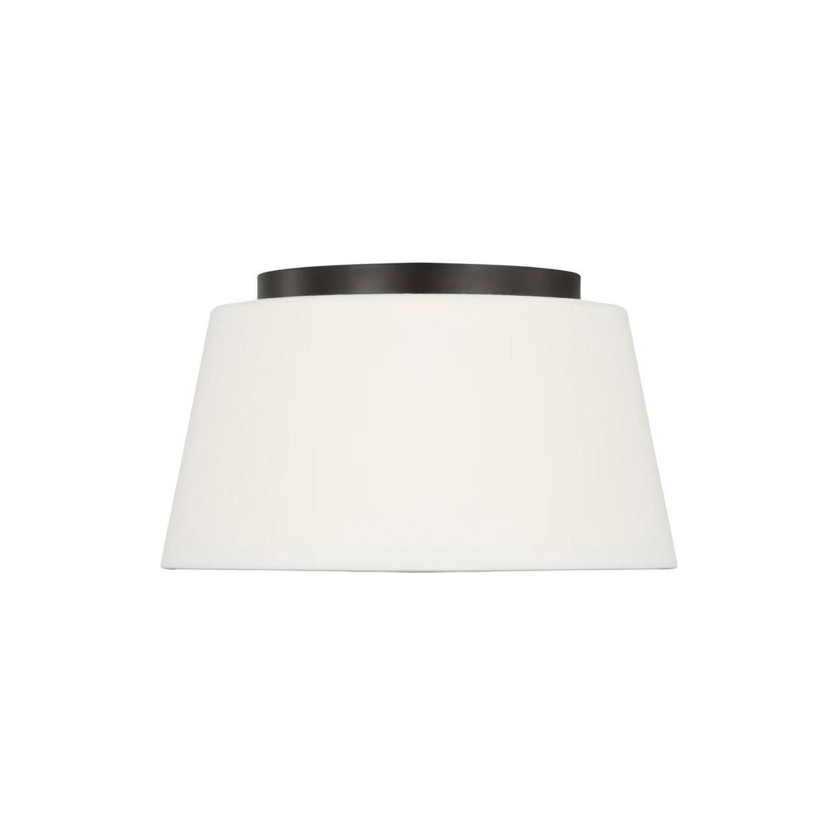 Barton Small Flush Mount 12", Aged Iron and White Linen