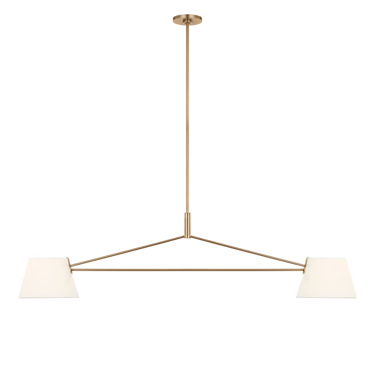 Barton 2 Shade Linear Pendant 56", Aged Brass and White Linen