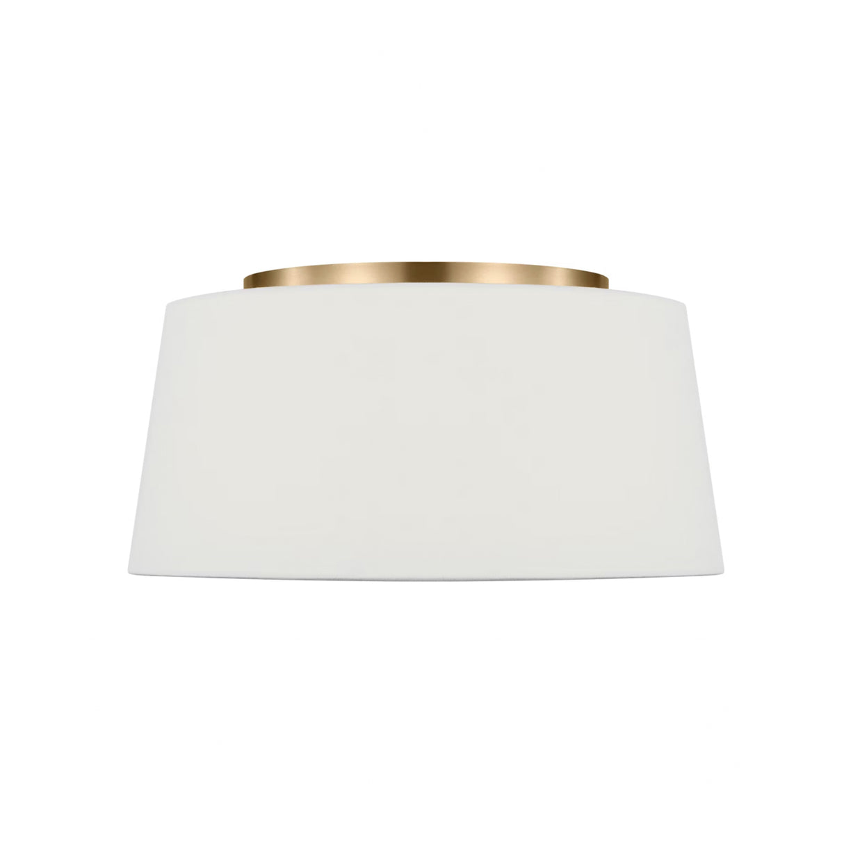 Barton Medium Flush Mount 18", Aged Brass and White Linen
