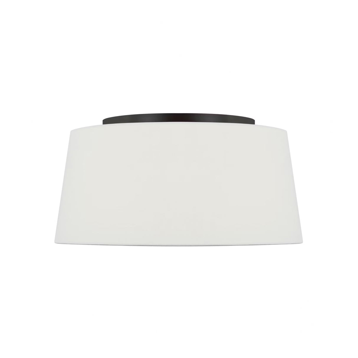 Barton Medium Flush Mount 18", Aged Iron and White Linen