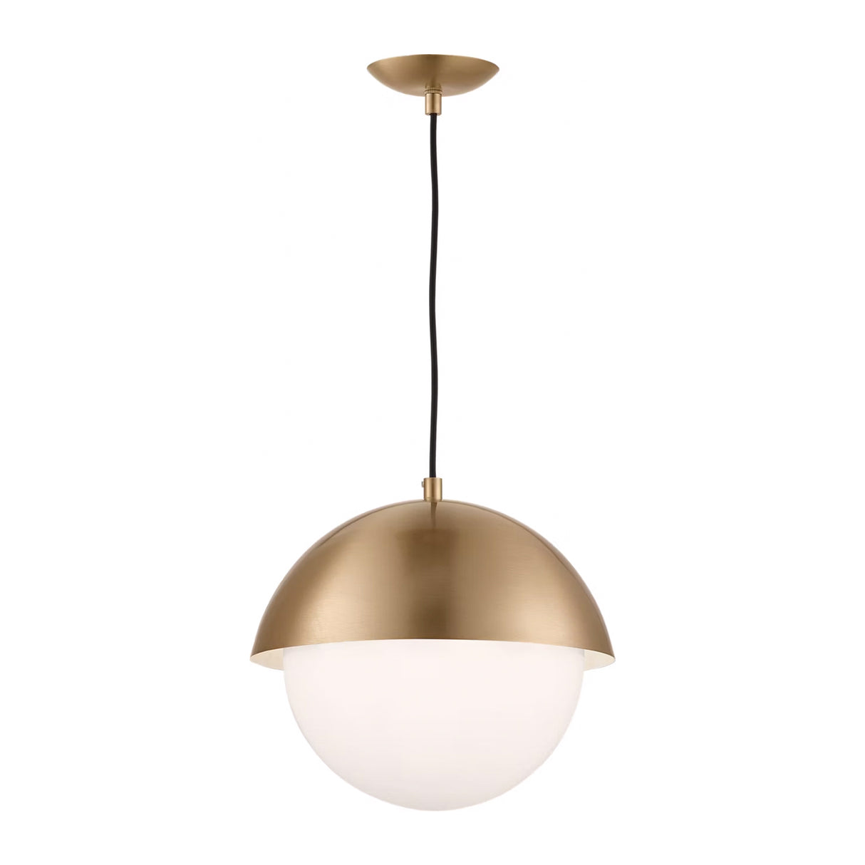 Morrison Medium Pendant 12", Satin Brass and Opal Glass