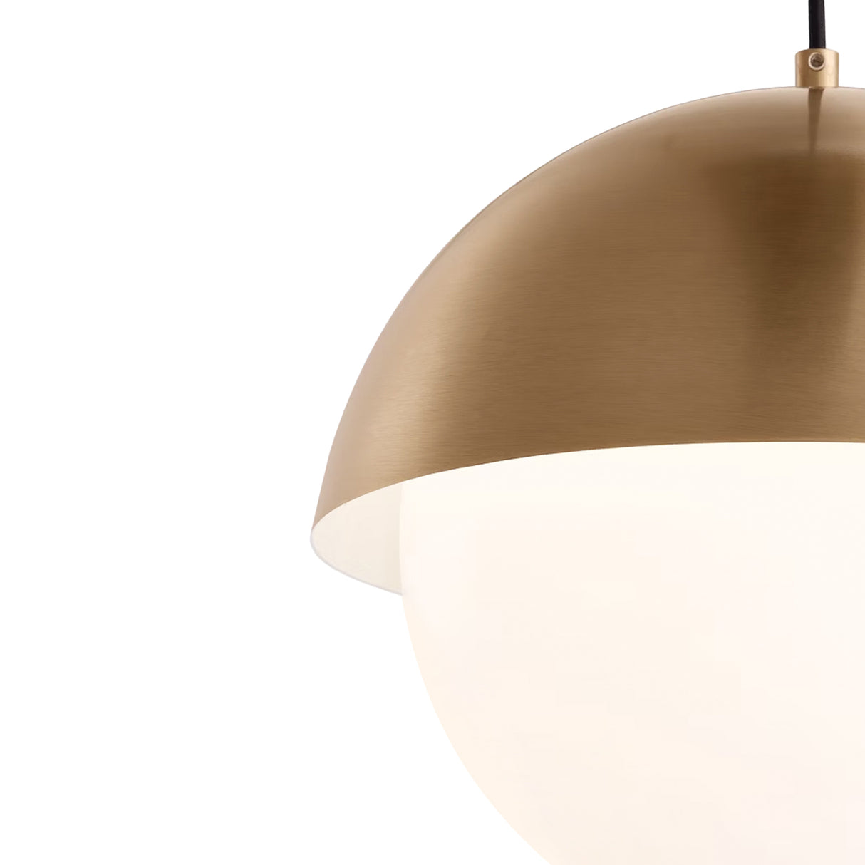 Morrison Large Pendant 14", Satin Brass and Opal Glass