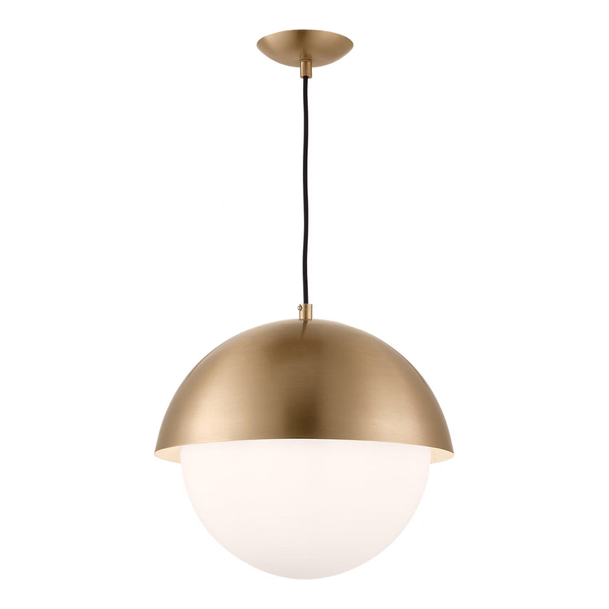 Morrison Large Pendant 14", Satin Brass and Opal Glass