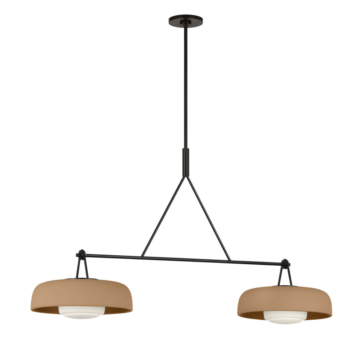 Stratford 2 Shade Linear Pendant 47", Aged Iron and Terracotta