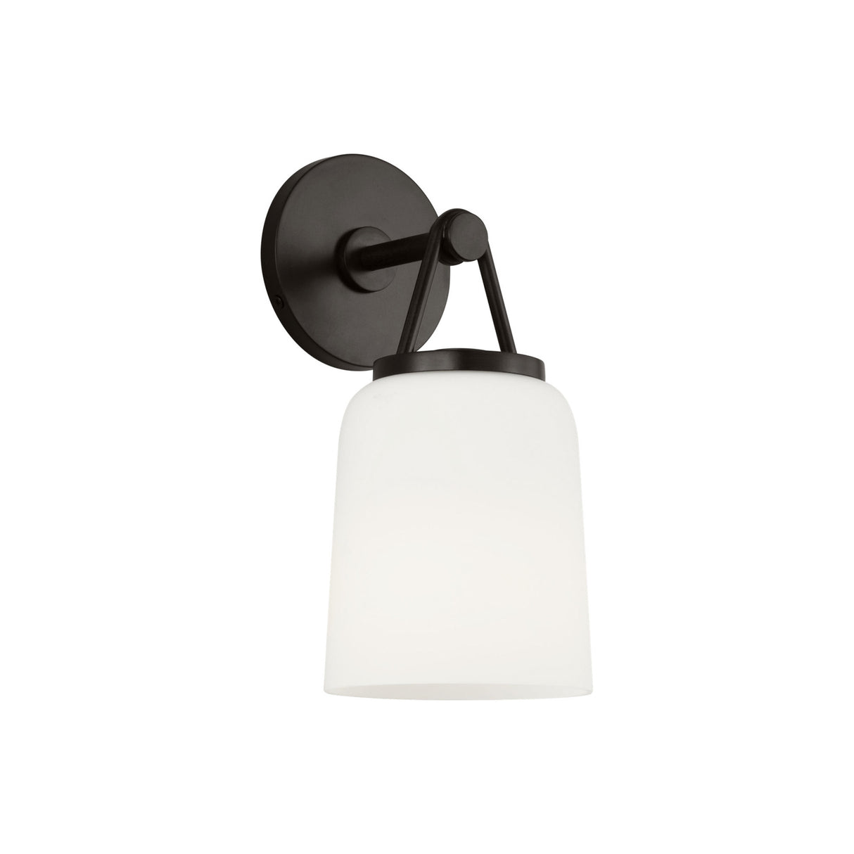 Stratford Wall Sconce 12", Aged Iron and Opal Glass