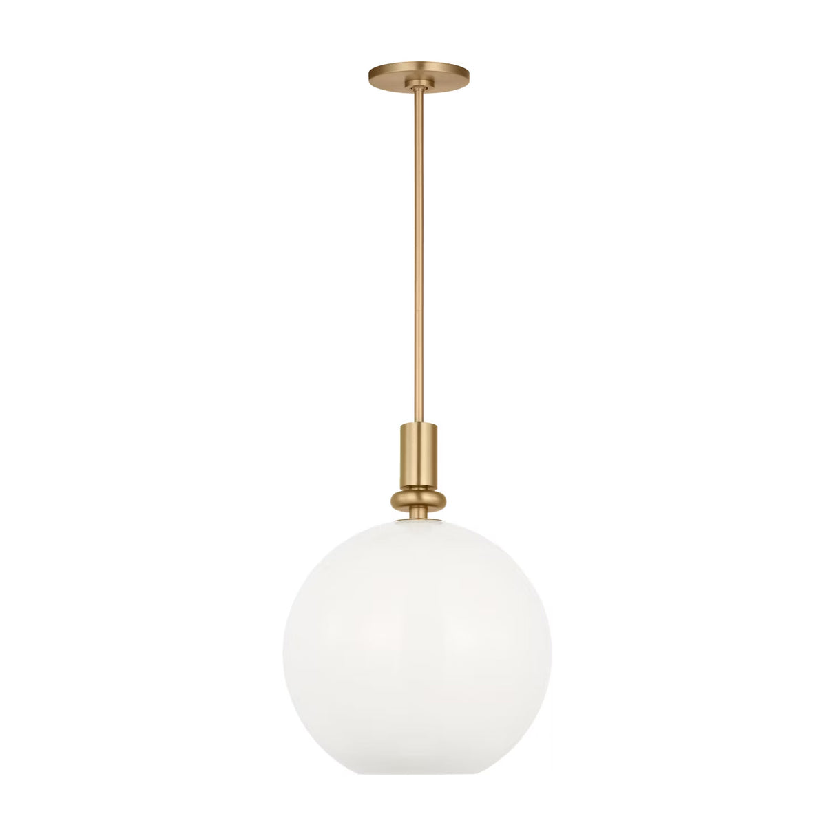 Filomena Medium Pendant 14", Satin Brass and Milk Glass