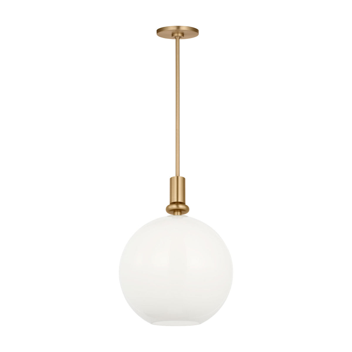 Filomena Medium Pendant 14", Satin Brass and Milk Glass