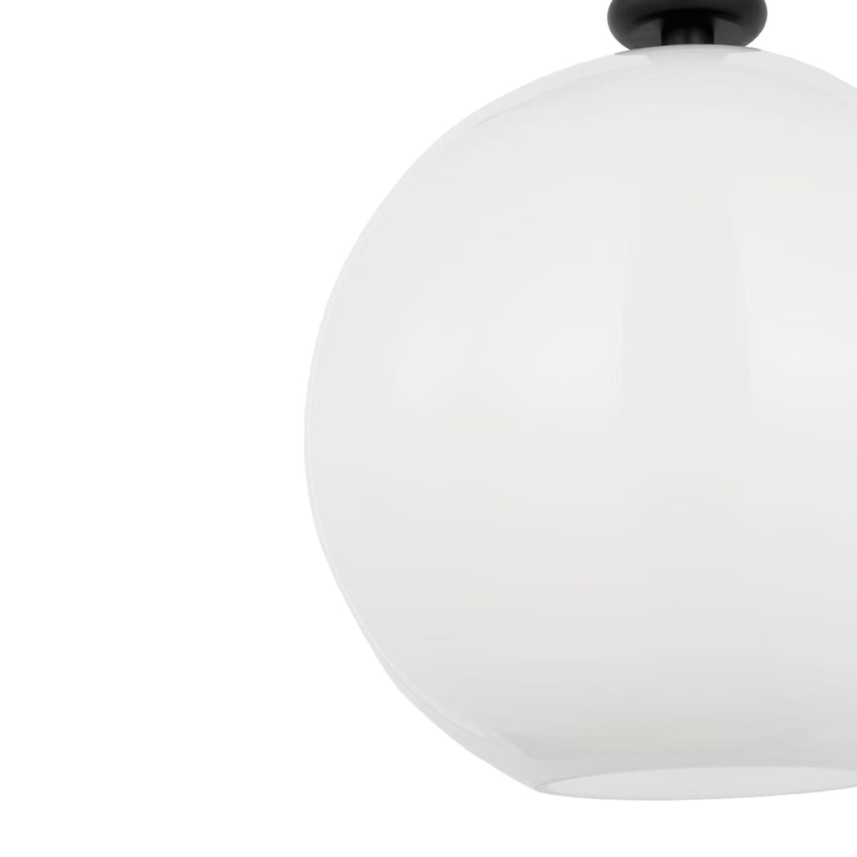 Filomena Medium Pendant 14", Matte Black and Milk Glass