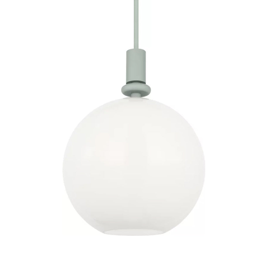 Filomena Medium Pendant 14", Soft Sage and Milk Glass