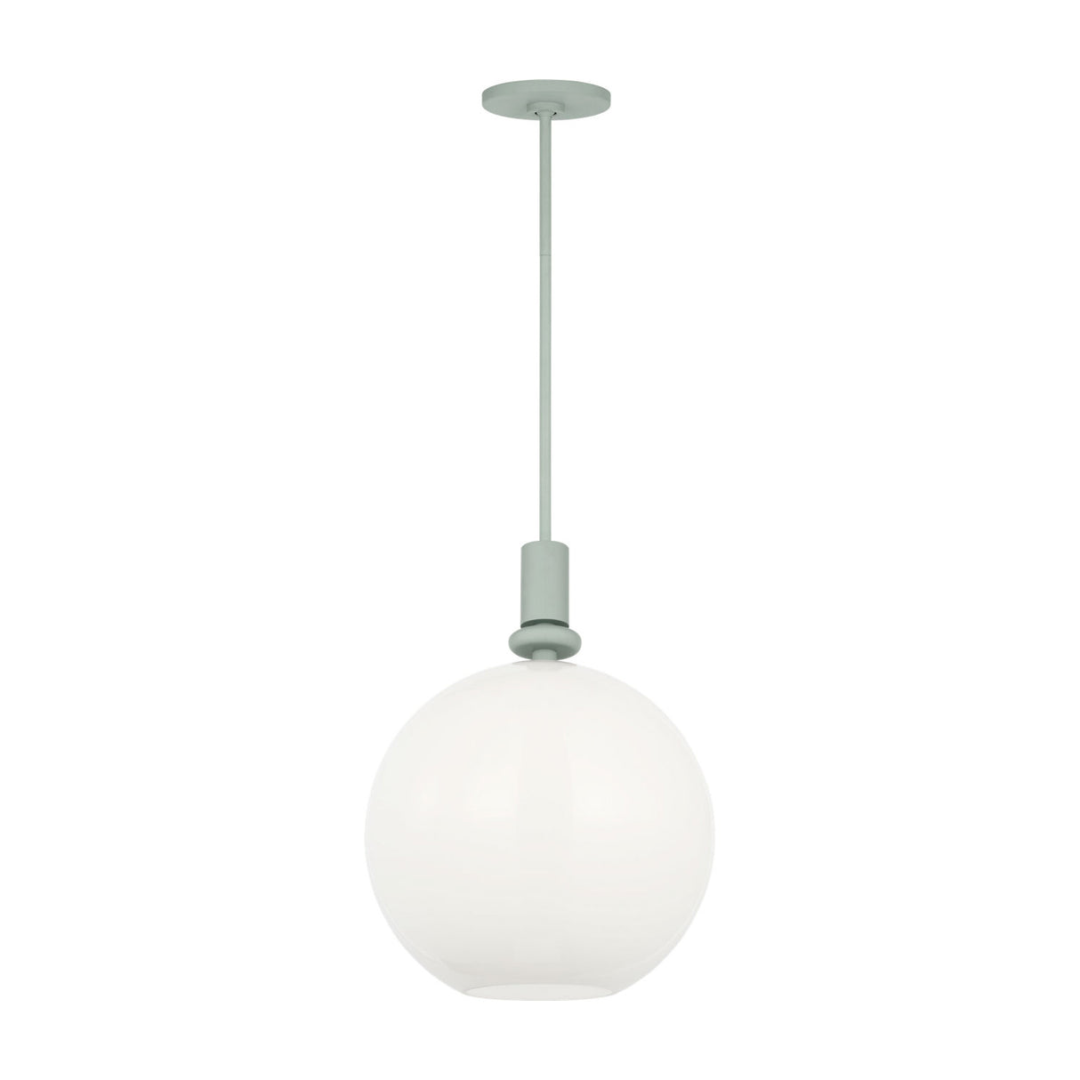 Filomena Medium Pendant 14", Soft Sage and Milk Glass