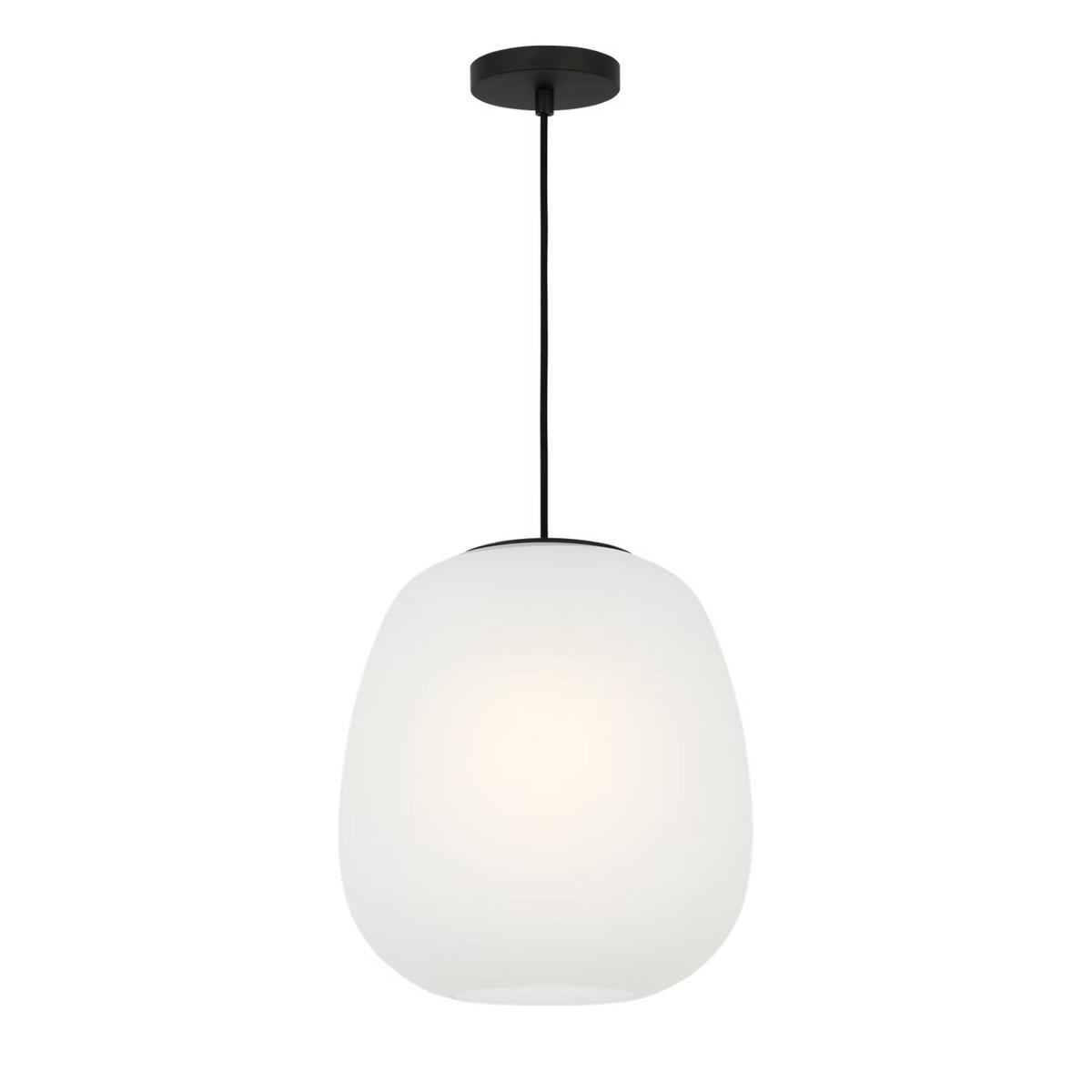 Tamar Pendant 13", Matte Black and Frosted Glass