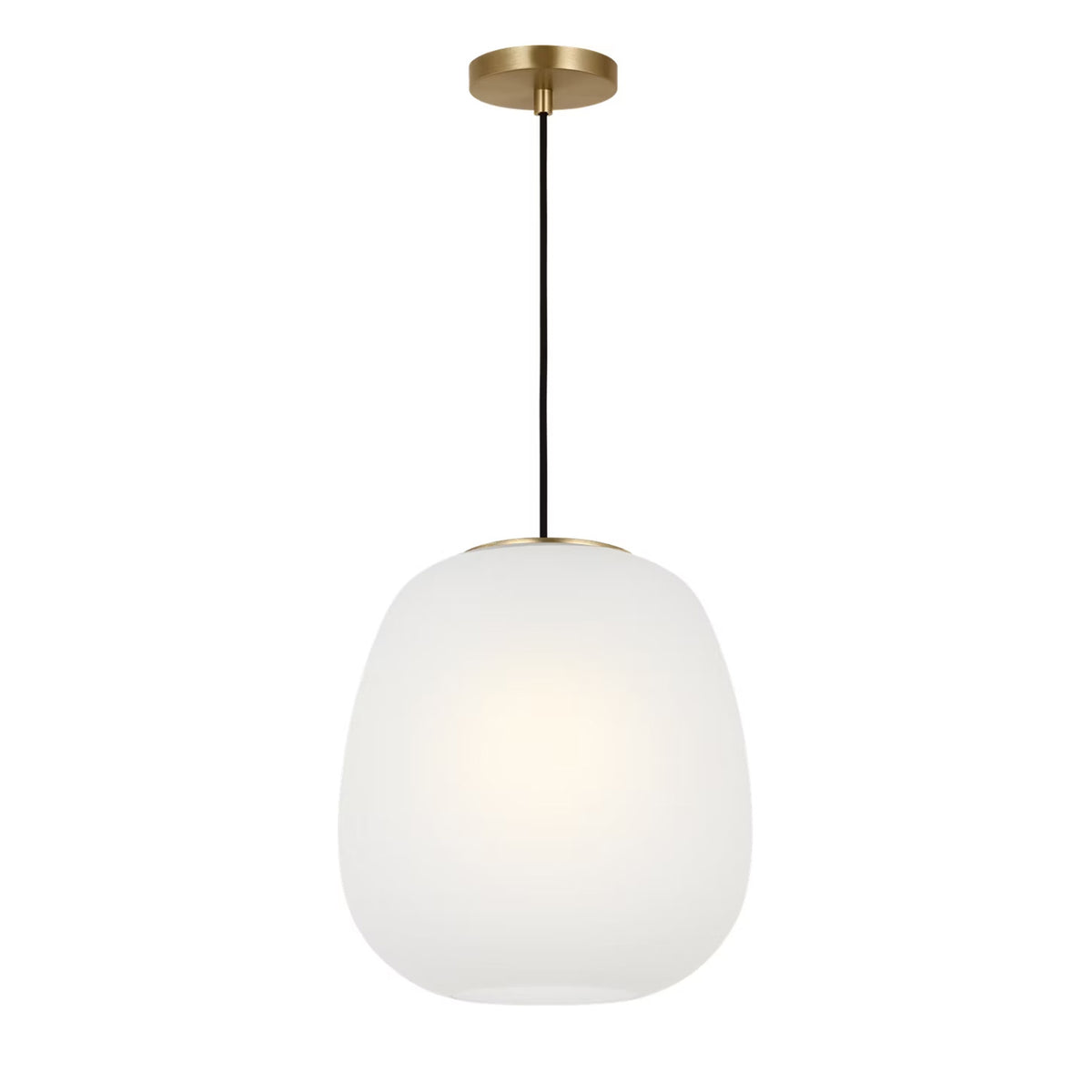 Tamar Pendant 13", Satin Brass and Frosted Glass