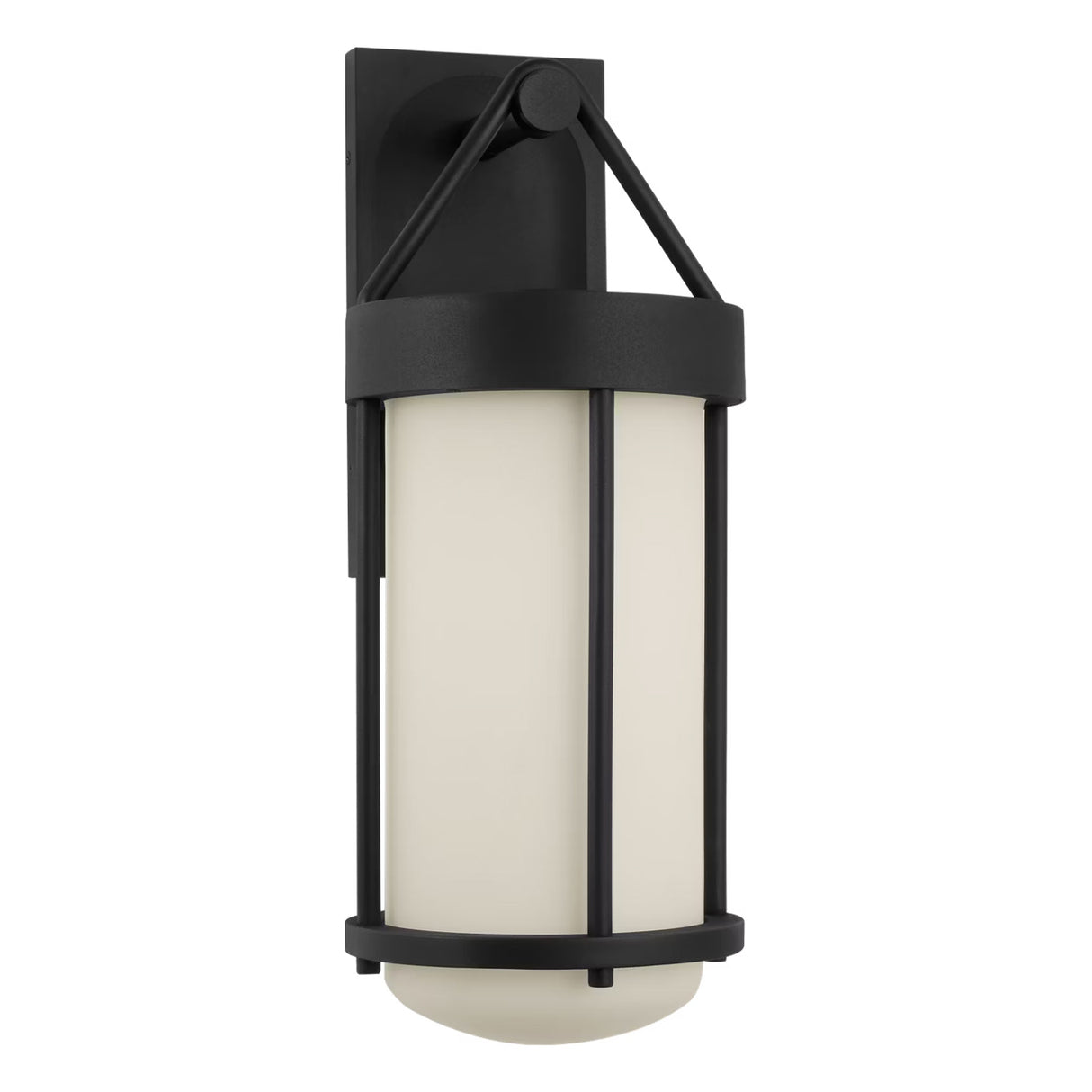 Torrence Outdoor Wall Light, Large 22", Textured Black and Opal Glass