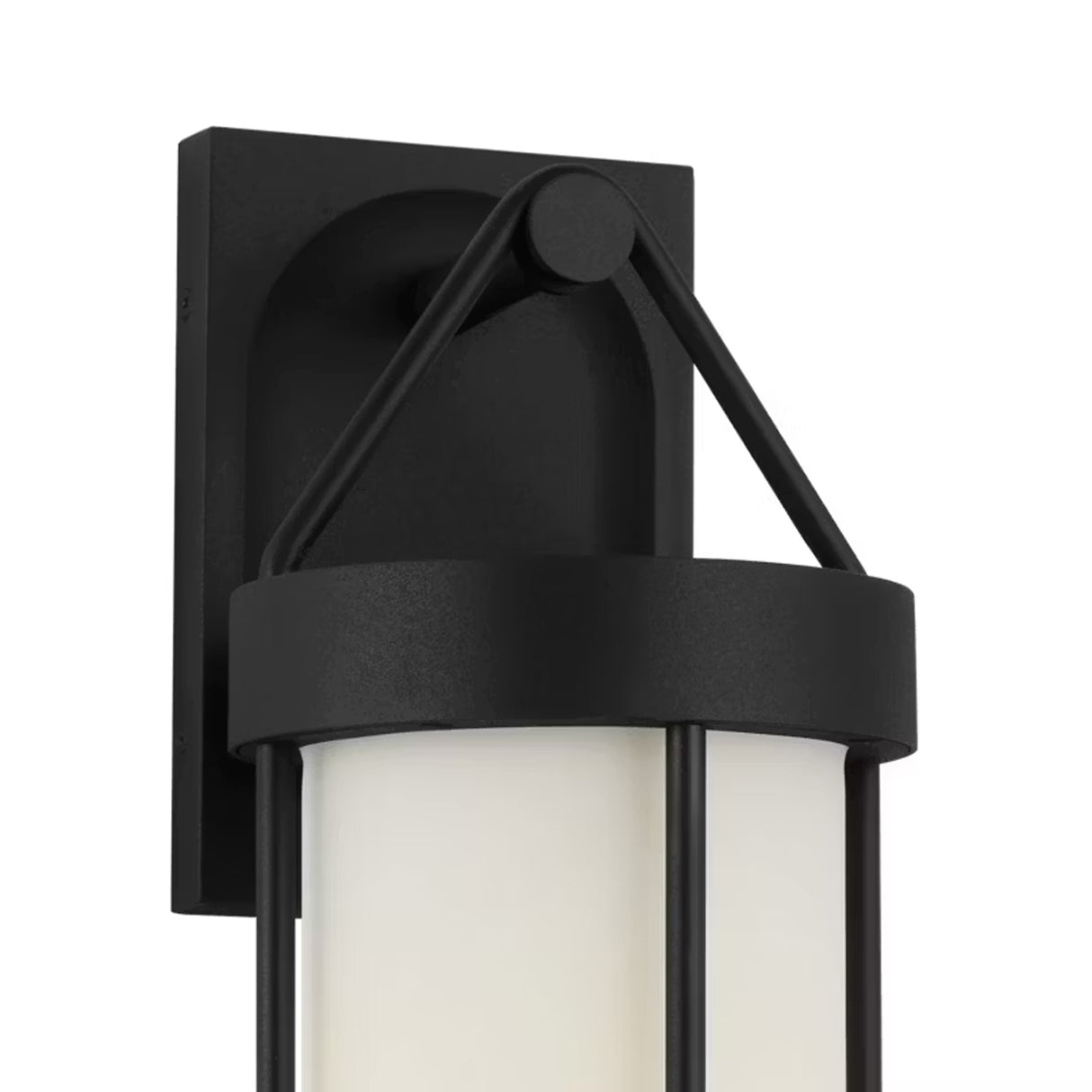 Torrence Outdoor Wall Light, Medium 15", Textured Black and Opal Glass