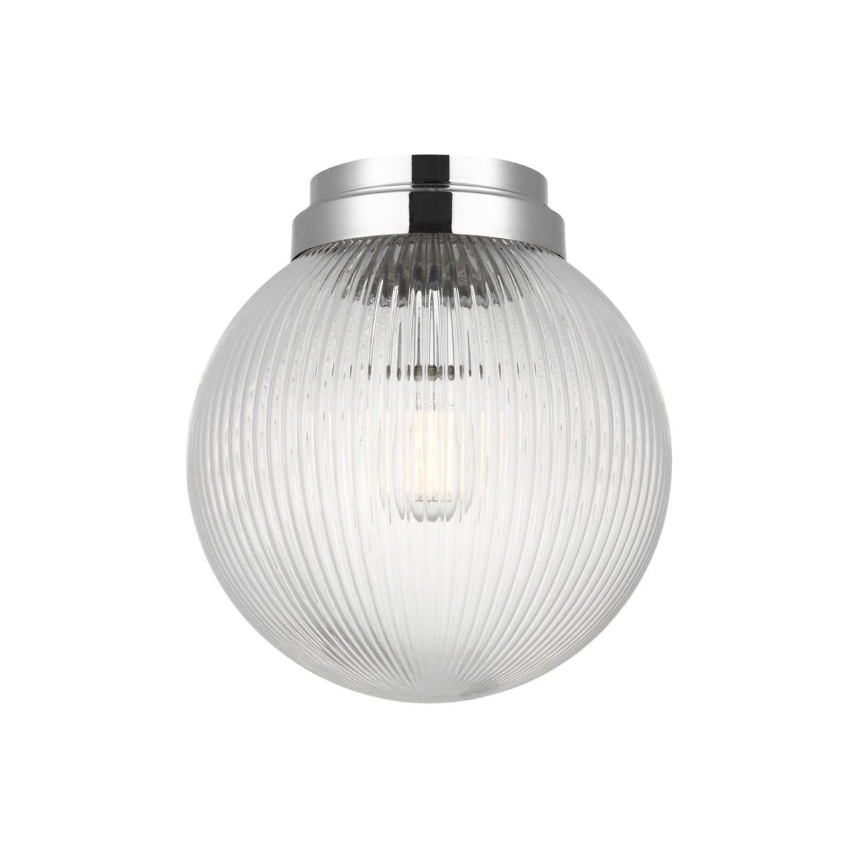 Whitaker Flush Mount 10", Chrome and Clear Ribbed Glass