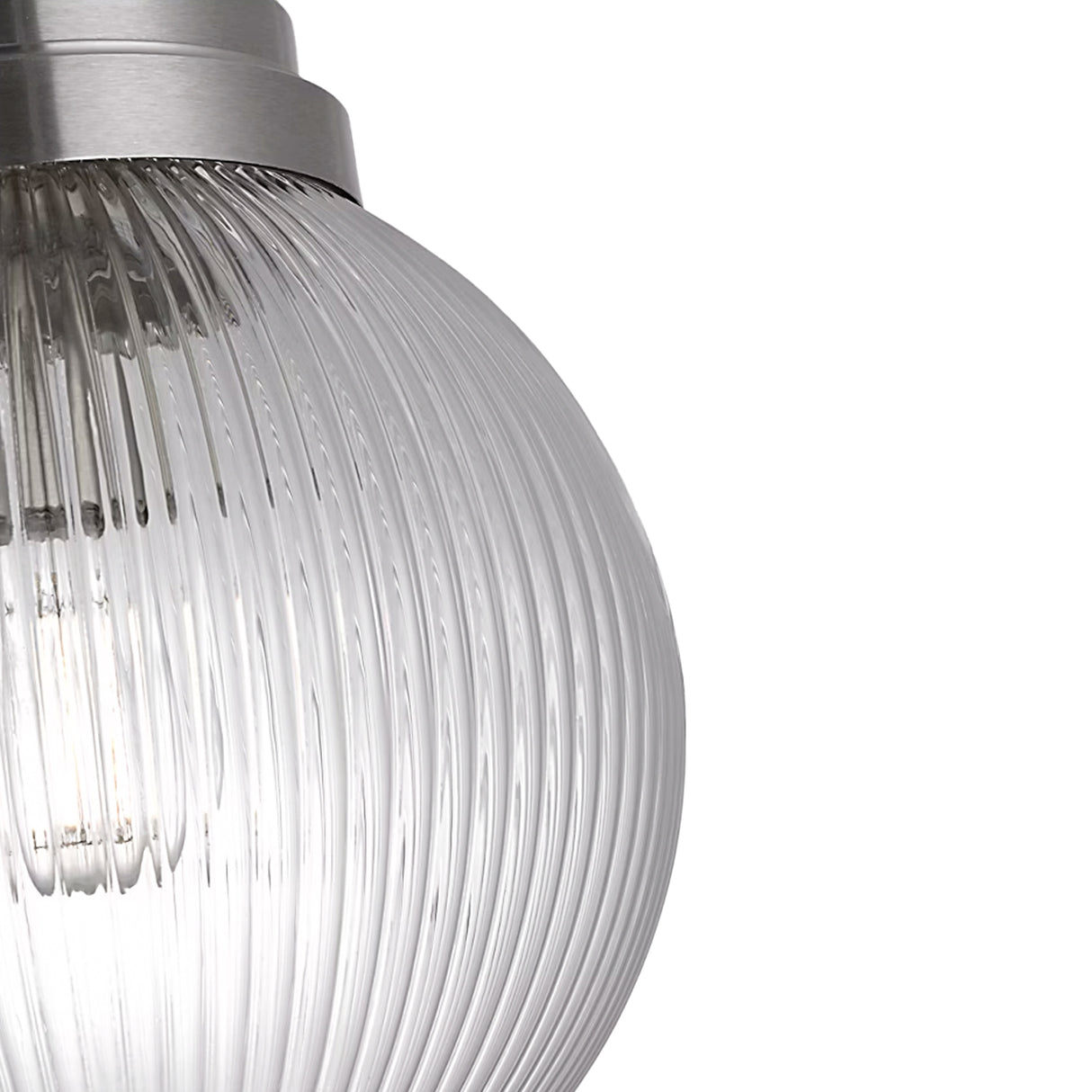 Whitaker Flush Mount 10", Brushed Nickel and Clear Ribbed Glass