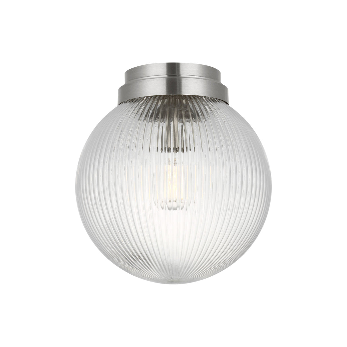Whitaker Flush Mount 10", Brushed Nickel and Clear Ribbed Glass