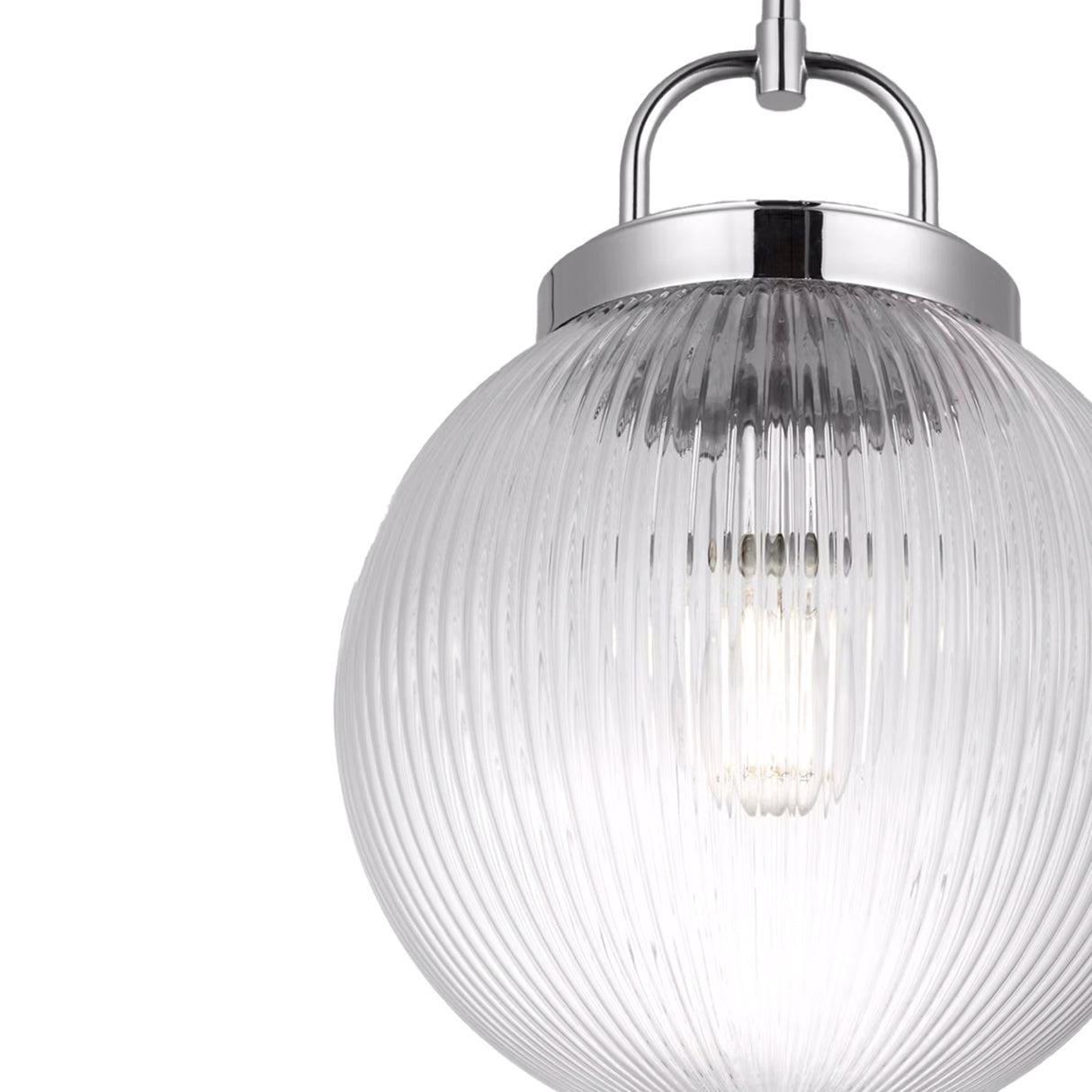 Whitaker Pendant 10", Chrome and Clear Ribbed Glass