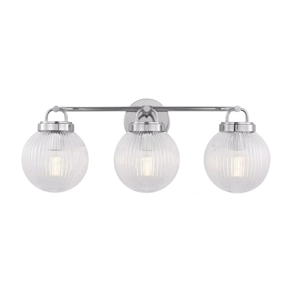 Whitaker 3 Light Vanity 24", Chrome and Clear Ribbed Glass