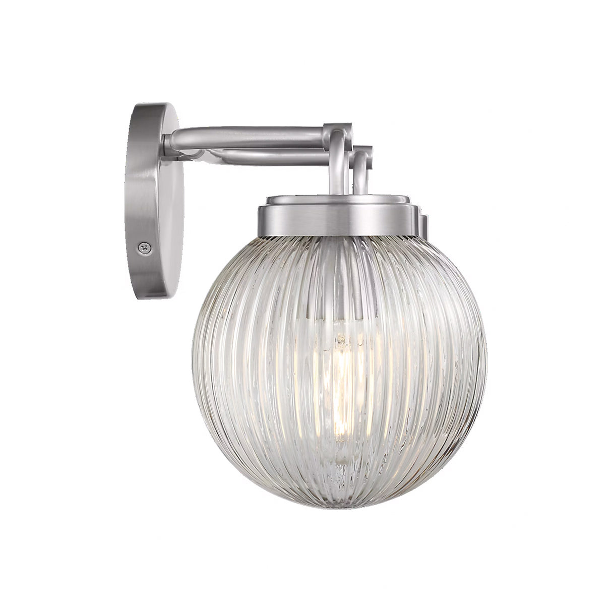 Whitaker 2 Light Vanity 16", Brushed Nickel and Clear Ribbed Glass