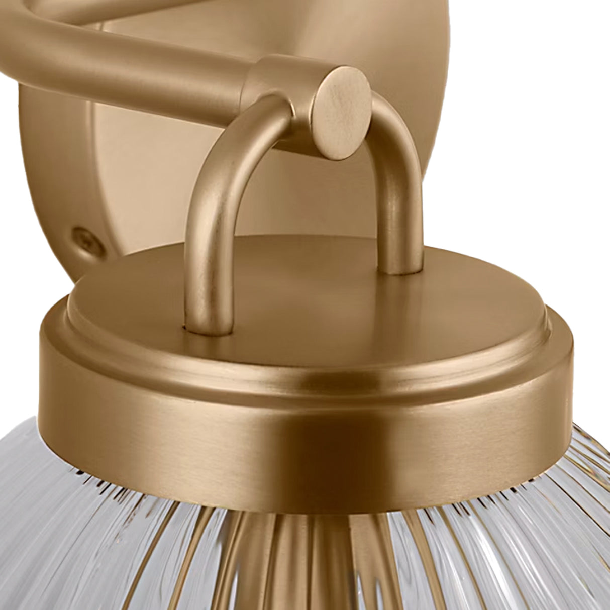 Whitaker 2 Light Vanity 16", Satin Brass and Clear Ribbed Glass