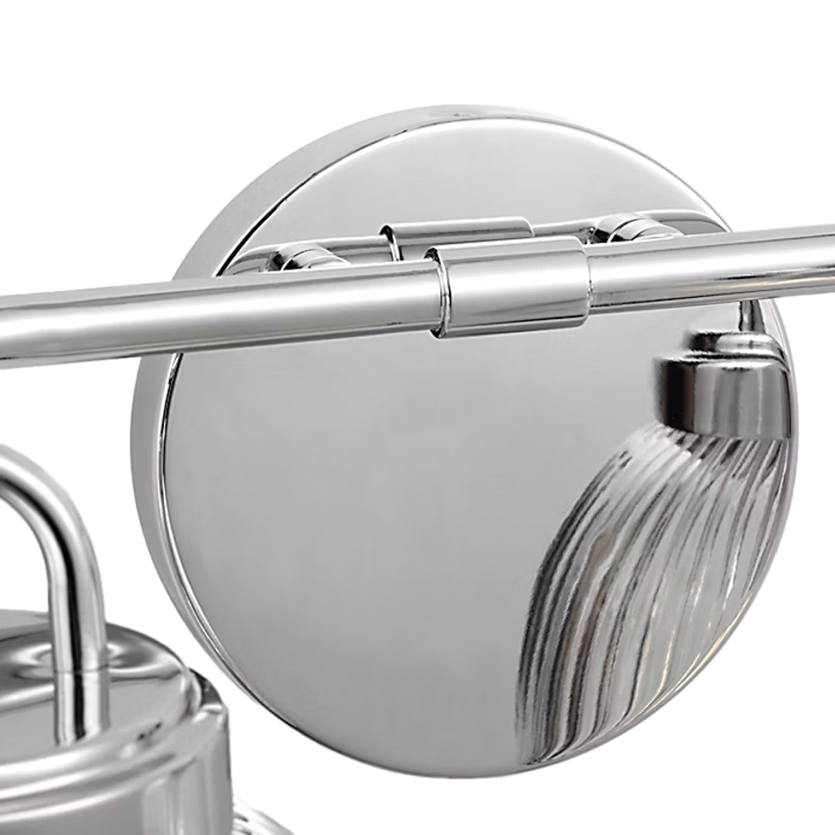 Whitaker 2 Light Vanity 16", Chrome and Clear Ribbed Glass