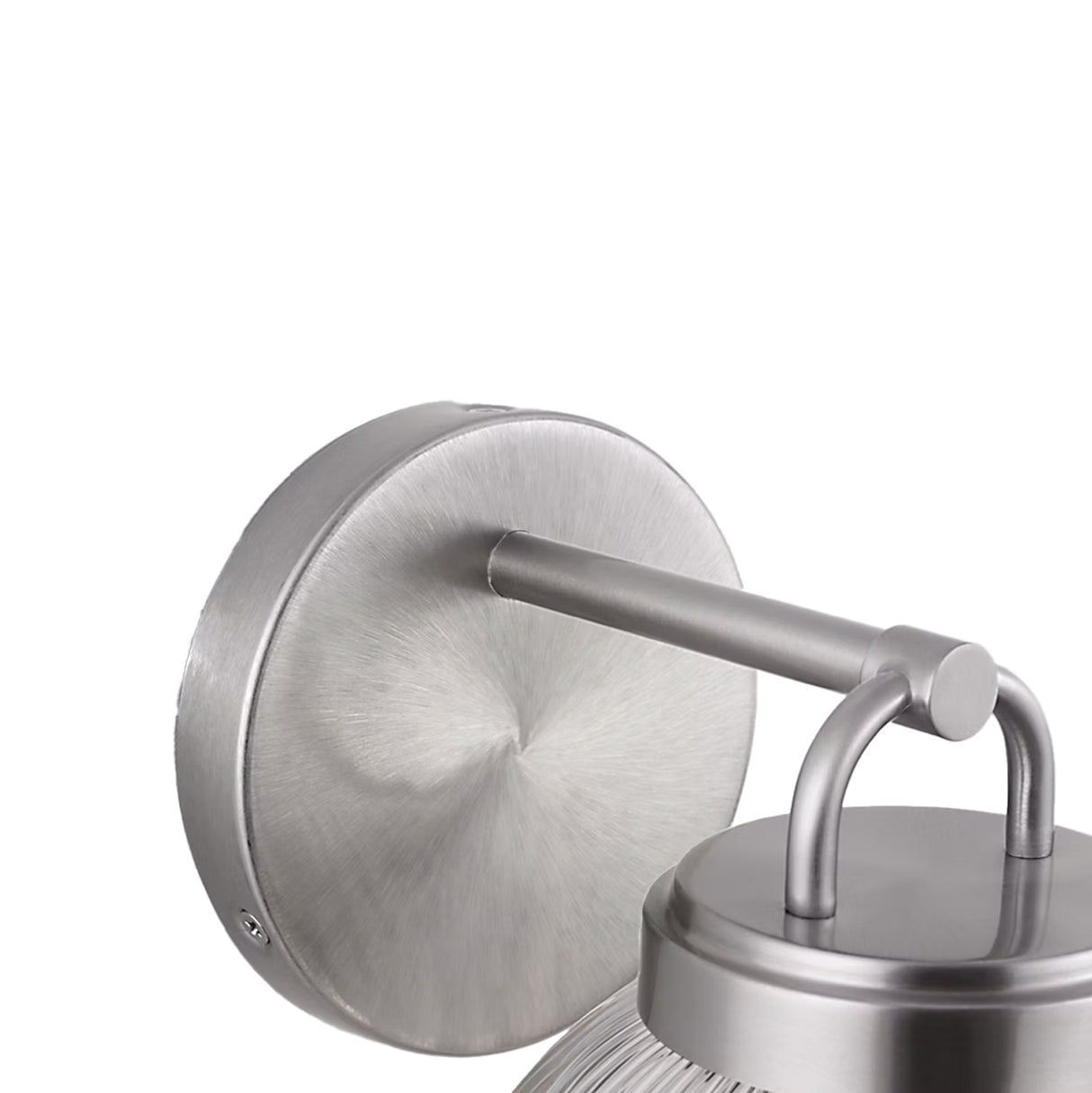 Whitaker Wall Sconce 9", Brushed Nickel and Clear Ribbed Glass